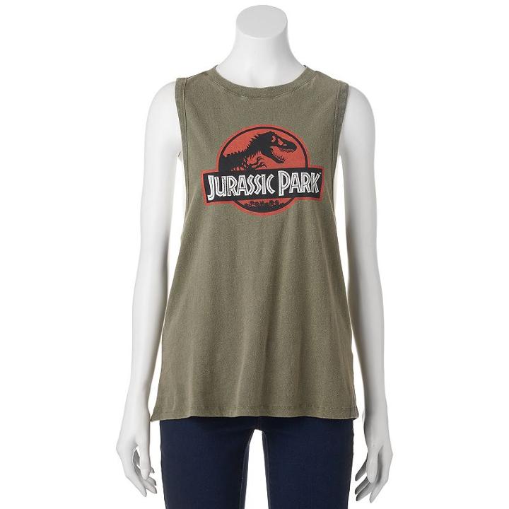 Juniors' Jurassic Park Logo Muscle Graphic Tank, Girl's, Size: Medium, Green