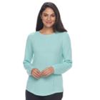 Women's Croft & Barrow&reg; Pointelle Sweater, Size: Xxl, Turquoise/blue (turq/aqua)