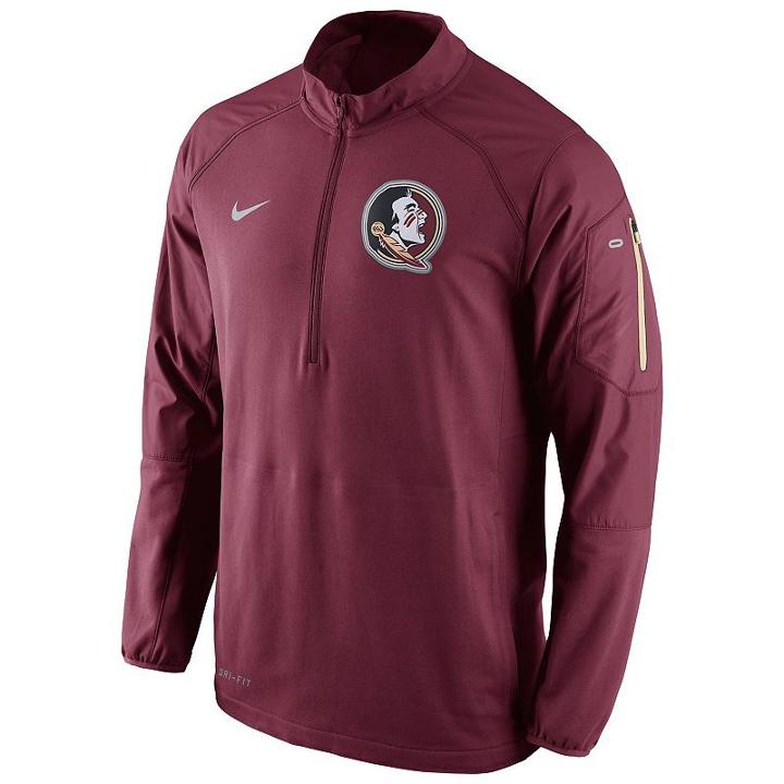 Men's Nike Florida State Seminoles Quarter-zip Hybrid Jacket, Size: Medium, Red