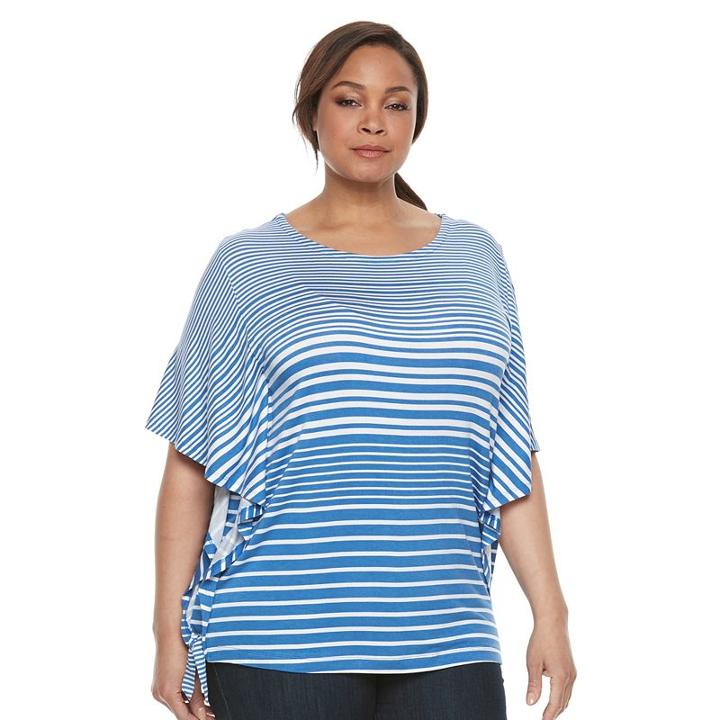 Croft & Barrow, Plus Size &reg; Printed Flutter Top, Women's, Size: 1xl, Blue