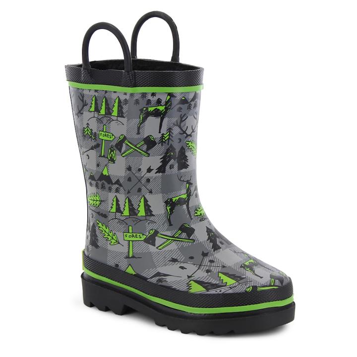 Western Chief Lumberjack Boys' Waterproof Rain Boots, Size: 9 T, Grey (charcoal)