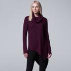 Women's Simply Vera Vera Wang Asymmetrical Cowlneck Sweater, Size: Xl, Purple