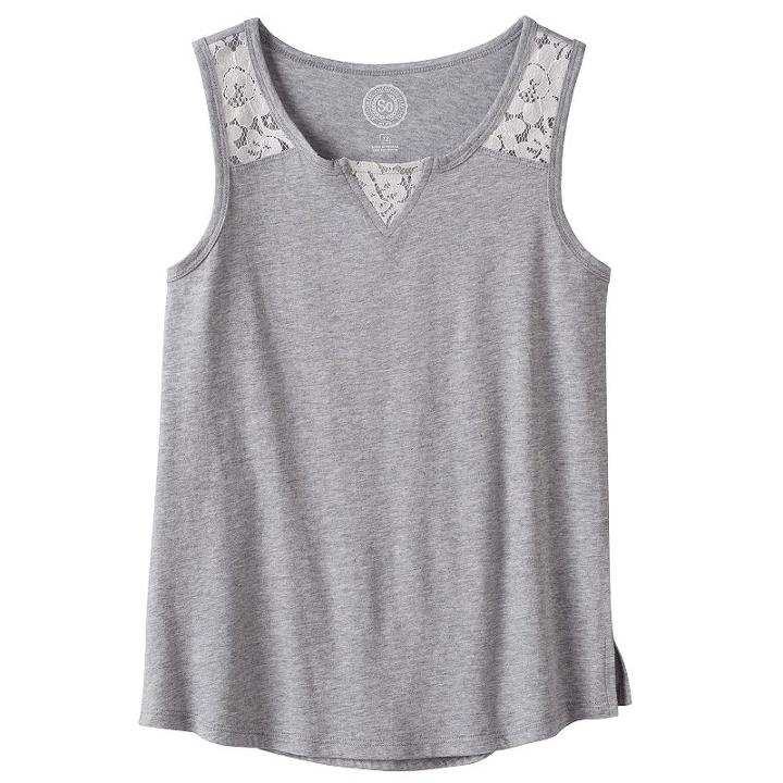 Girls 7-16 & Plus Size So&reg; Lace Shoulder Tank Top, Girl's, Size: 10, Med Grey