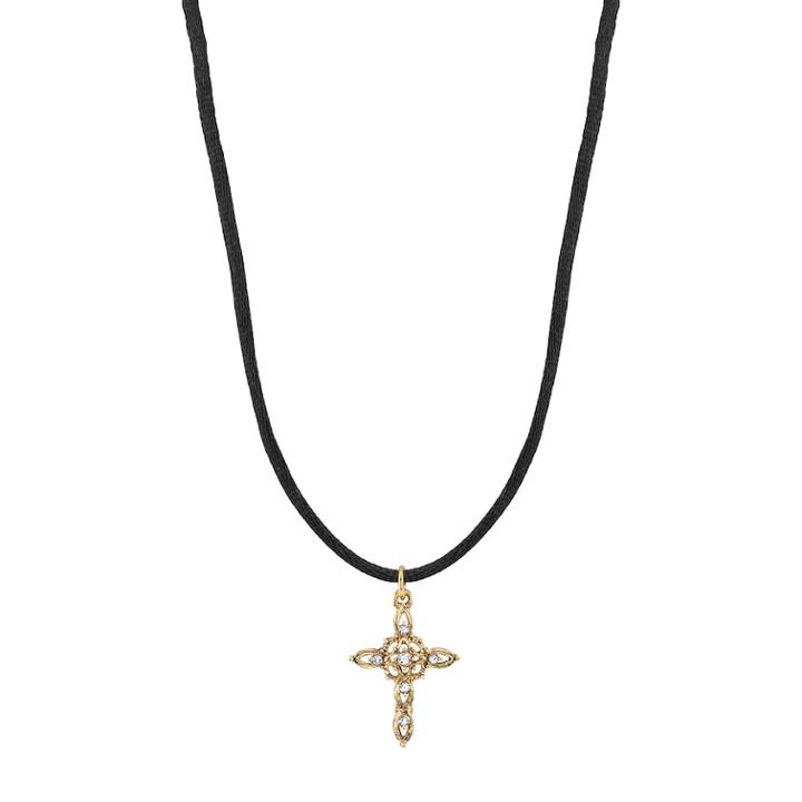1928 14k Gold-plated Crystal Pendant Necklace, Women's, Size: 15, Yellow