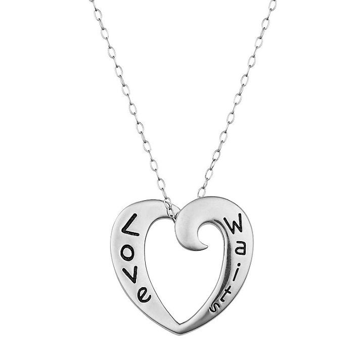 Sterling Silver Love Waits Purity Heart Pendant Necklace, Women's, Size: 18, Grey