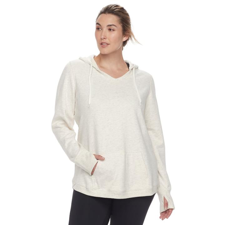 Plus Size Tek Gear&reg; Fleece-lined V-neck Hoodie, Women's, Size: 1xl, Light Grey