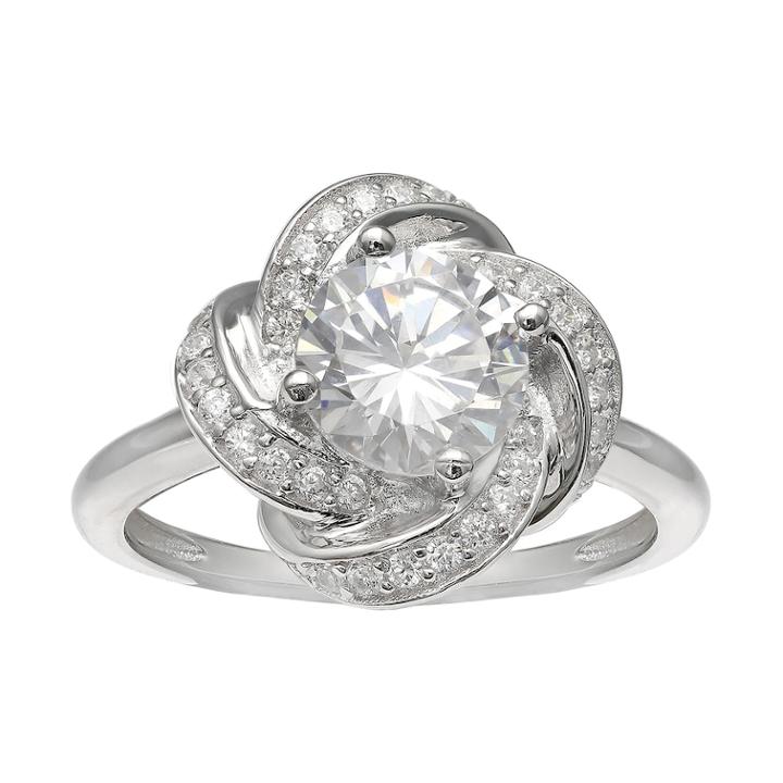 Primrose Sterling Silver Cubic Zirconia Love Knot Ring, Women's, Size: 8, White