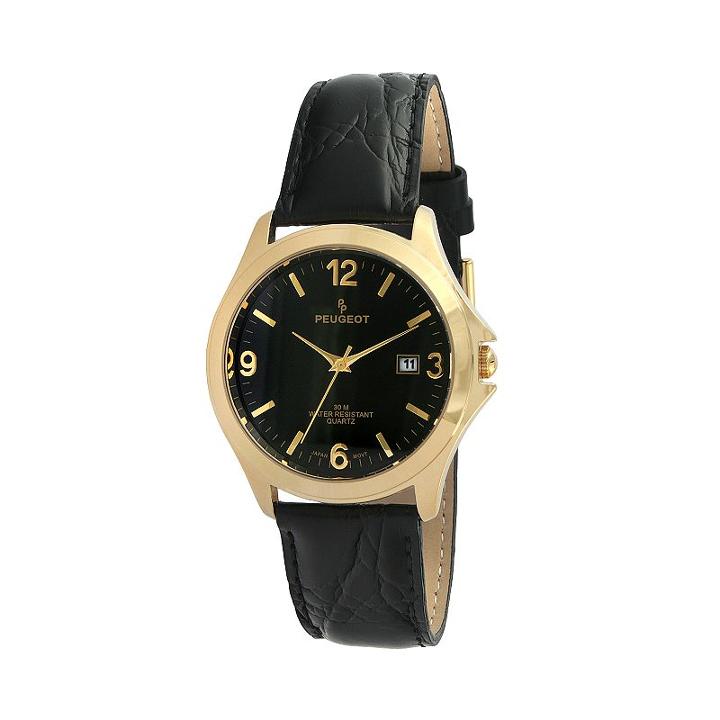 Peugeot Men's Leather Watch - 2035, Black