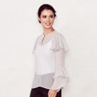Women's Lc Lauren Conrad Tiered Ruffle Blouse, Size: Small, Silver