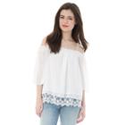 Juniors' Iz Byer California Lace Hem Off Shoulder Top, Girl's, Size: Xl, White Oth