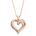 18k Rose Gold Over Silver 1/4 Carat T.w. Diamond Heart Pendant, Women's, Size: 18, White