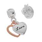 Individuality Beads Two Tone Sterling Silver Heart Charm & Love Knot Bead Set, Women's, Grey