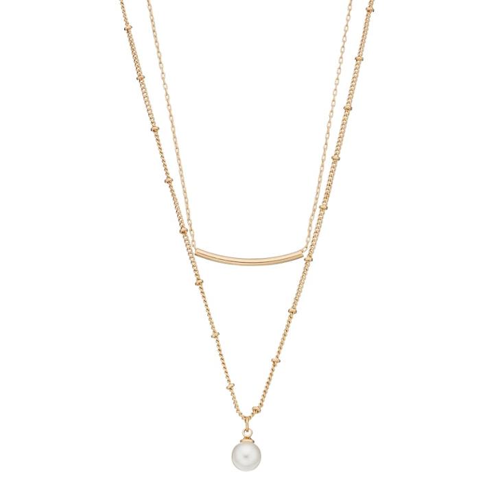 Lc Lauren Conrad Simulated Pearl & Curved Bar Double Strand Necklace, Women's, White