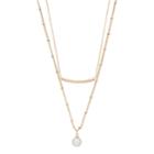 Lc Lauren Conrad Simulated Pearl & Curved Bar Double Strand Necklace, Women's, White