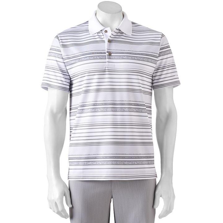 Men's Grand Slam Classic-fit Striped Airflow Golf Polo, Size: Medium, White