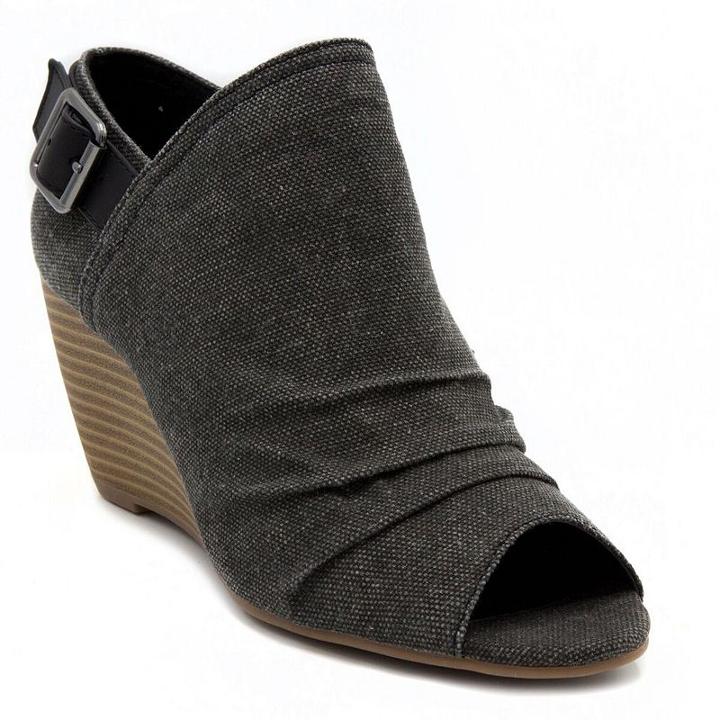 Sugar Krenzy Women's Peep Toe Wedges, Girl's, Size: 6, Black