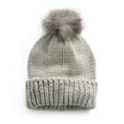 Women's Lc Lauren Conrad Lurex Cuff Pom Pom Beanie, Grey Other