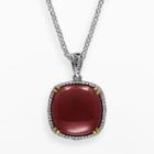 Lavish By Tjm 14k Gold Over Silver And Sterling Silver Agate Pendant - Made With Swarovski Marcasite, Women's, Size: 18, Red