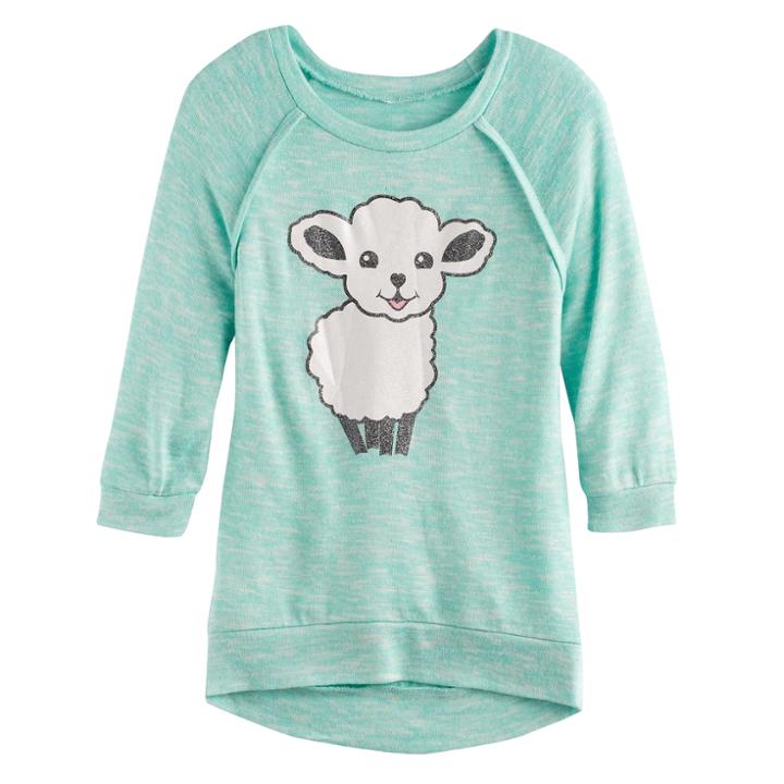 Girls 7-16 & Plus Size Miss Chievous 3/4 Hatchi Graphic Top, Size: Xl, Turquoise/blue (turq/aqua)