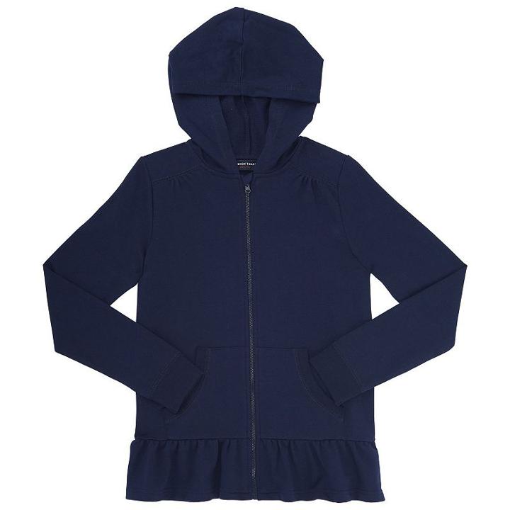 Girls Plus Size French Toast Ruffle Zip-up Hoodie, Girl's, Size: 10-12 Plus, Blue (navy)