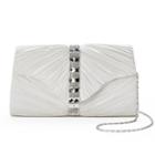 Gunne Sax By Jessica Mcclintock Florence Satin Ruched Rhinestone Clutch, Women's, White