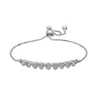 Primrose Sterling Silver Cubic Zirconia Heart Lariat Bracelet, Women's, Grey