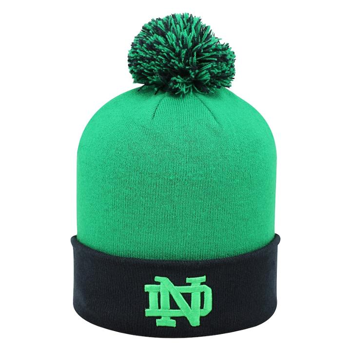 Adult Top Of The World Notre Dame Fighting Irish Pom Knit Hat, Men's, Brt Green