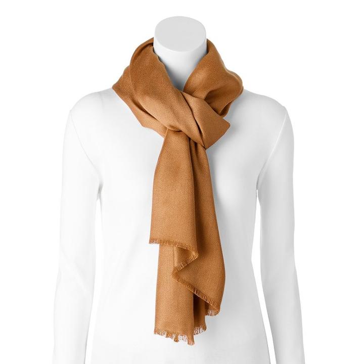 Lc Lauren Conrad Solid Fringed Pashmina Oversized Scarf, Women's, Lt Brown