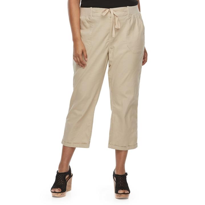 Juniors' Plus Size So&reg; Utility Cropped Pants, Teens, Size: 1xl, Lt Beige