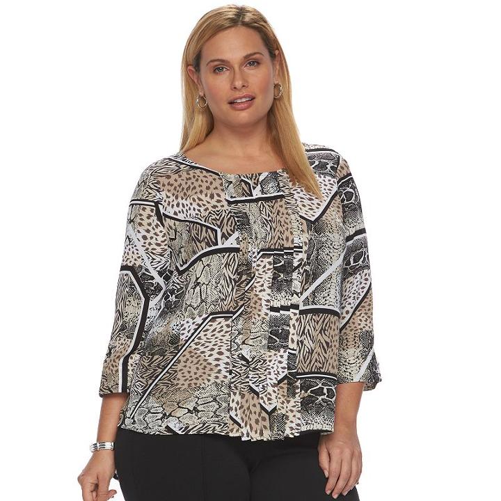 Plus Size Dana Buchman Pleated Chiffon Top, Women's, Size: 1xl, White