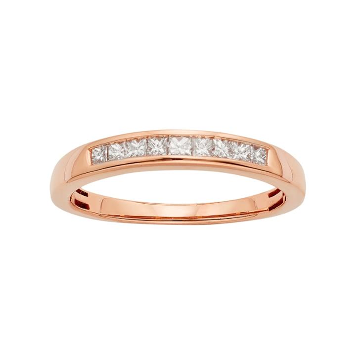 14k Rose Gold 1/4 Carat T.w. Igl Certified Diamond Anniversary Ring, Women's, Size: 6, White