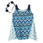 Girls 7-16 Self Esteem Woven Handkerchief Hem Tank Top With Headband Set, Girl's, Size: Xl, Turquoise/blue (turq/aqua)