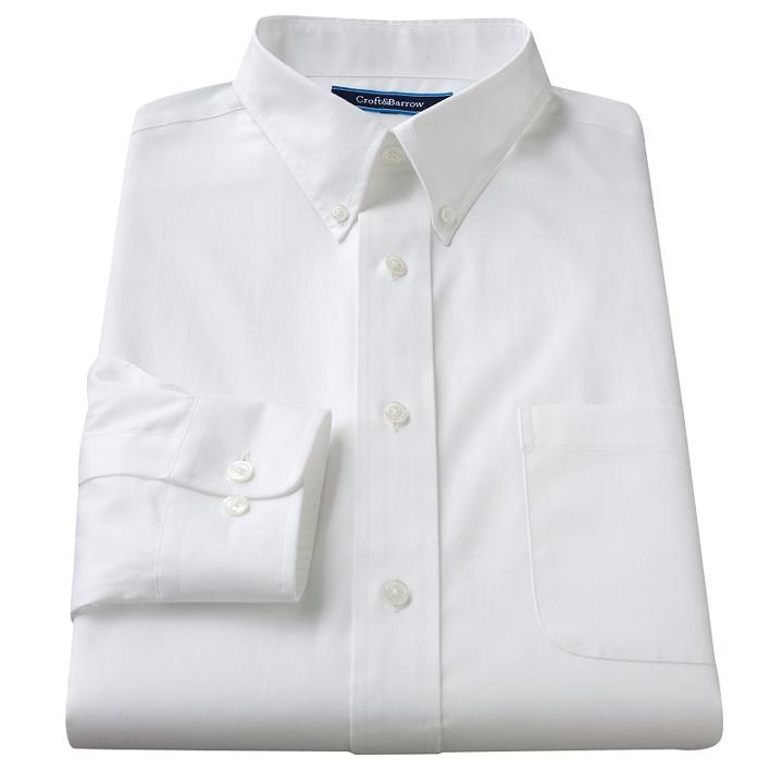 Men's Croft & Barrow&reg; Classic Fit Solid Button-down Collar Easy-care Dress Shirt, Size: 14.5-32/33, White