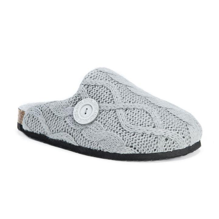 Muk Luks Women's Cable Knit Clog Slippers, Size: 9, Grey