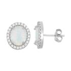 Lab-created Opal & Cubic Zirconia Sterling Silver Oval Halo Stud Earrings, Women's, White