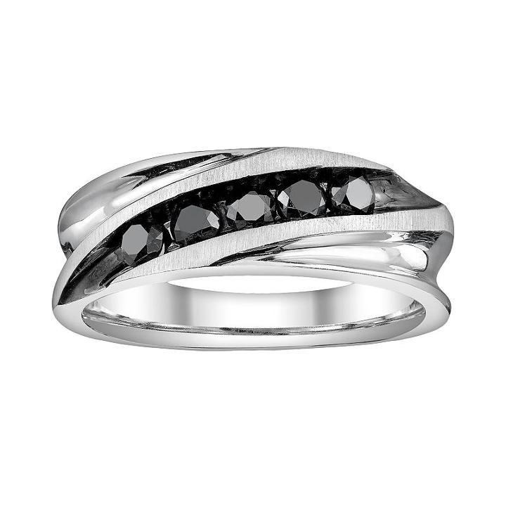 P4 1/2-ct. T.w. Black Round-cut Diamond Wedding Band - Men, Size: 9