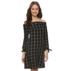 Juniors' So&reg; Plaid Off The Shoulder Dress, Girl's, Size: Xs, Black