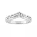1/4 Carat T.w. Diamond Sterling Silver V Ring, Women's, Size: 8, White