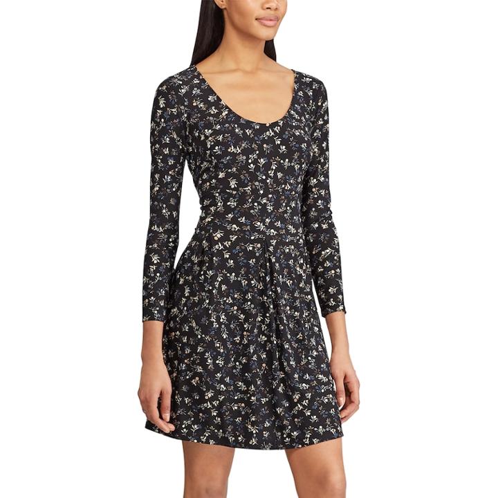 Women's Chaps Floral Fit & Flare Dress, Size: Xs, Black