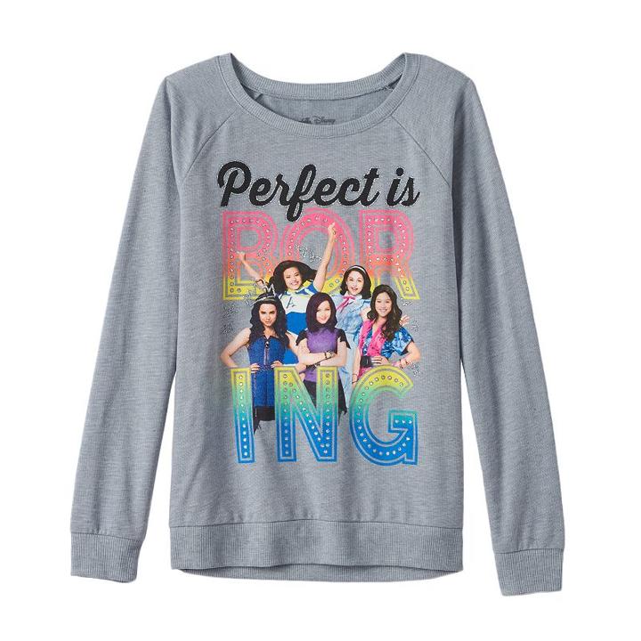 Disney's Descendants Girls Plus Size Perfect Is Boring Glitter Supersoft Fleece-lined Top, Girl's, Size: Xl Plus, Grey