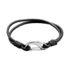 Lynx Stainless Steel And Black Leather Bracelet - Men, Size: 8