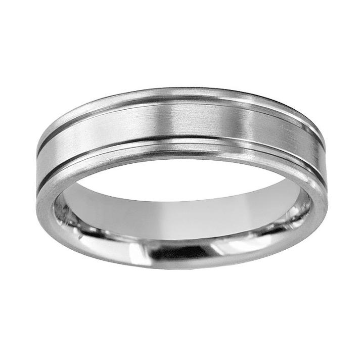 Titanium Double Groove Wedding Band - Men, Size: 10.50, Grey