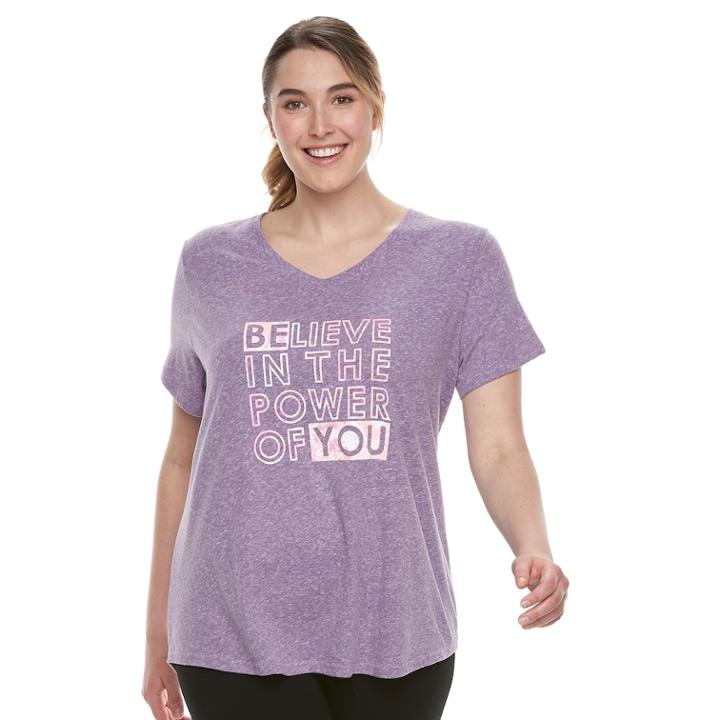 Plus Size Tek Gear&reg; Dry Tek Graphic V-neck Tee, Women's, Size: 3xl, Med Purple
