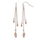 Lc Lauren Conrad Triple Leaf Chain Nickel Free Linear Drop Earrings, Women's, Brt Pink