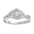 Brilliance In Motion 1/8 Carat T.w. Diamond Sterling Silver Crisscross Square Halo Ring, Women's, Size: 5, White