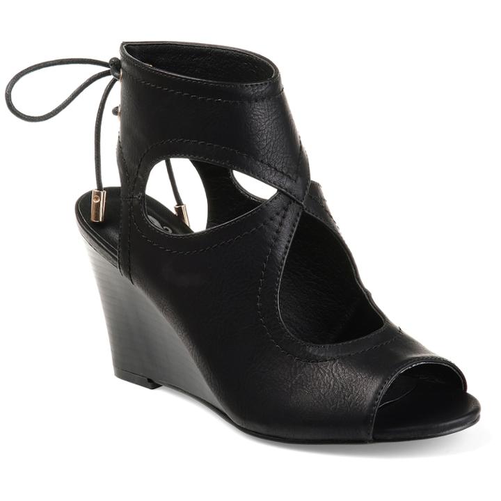Journee Collection Women's Camia Wedge Sandals, Size: 7.5, Black