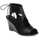 Journee Collection Women's Camia Wedge Sandals, Size: 7.5, Black