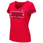 Juniors' Campus Heritage Georgia Bulldogs Double Stag V-neck Tee, Women's, Size: Large, Dark Red