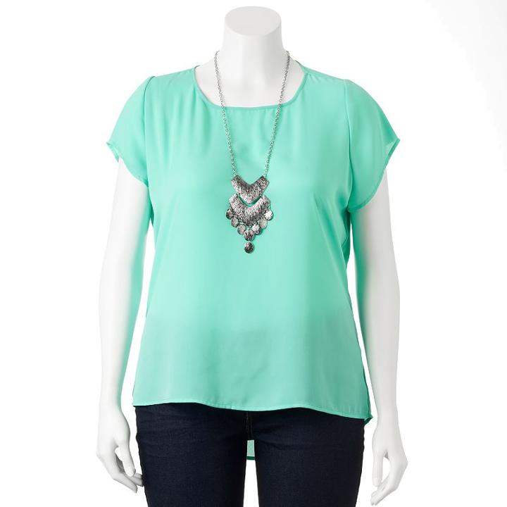 Plus Size Heartsoul Open-back Top - Juniors' Plus, Teens, Size: 3xl, Med Green