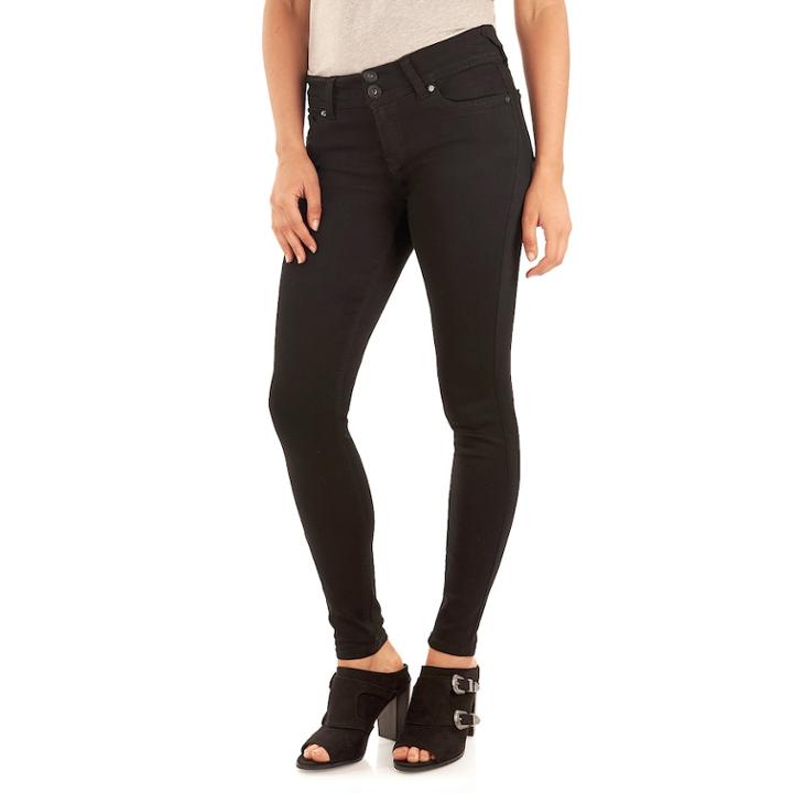 Juniors' Wallflower Curvy Bling Jeans, Teens, Size: 9, Black